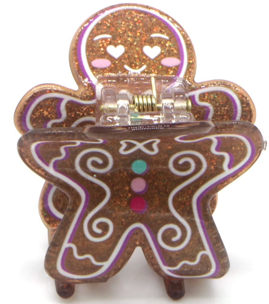 X-G4.1 H1038-024 Hair Claw Christmas Gingerbread Man 4cm