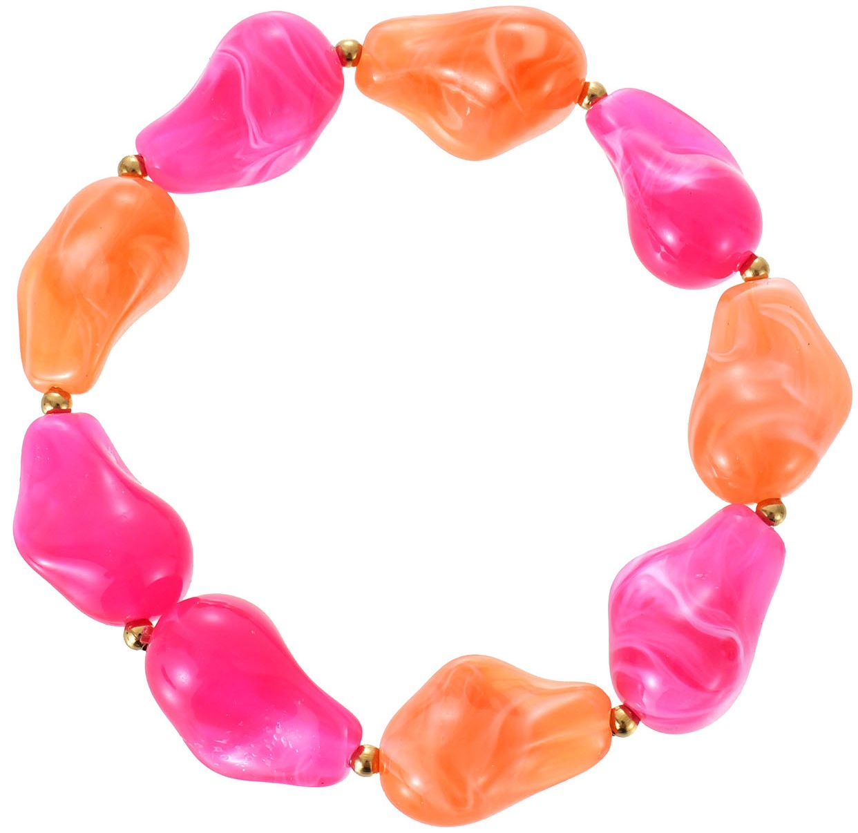 C-D17.3 BN1144-023-7 Steel BraceletAcrylic Beads Elastic Orange-Pink
