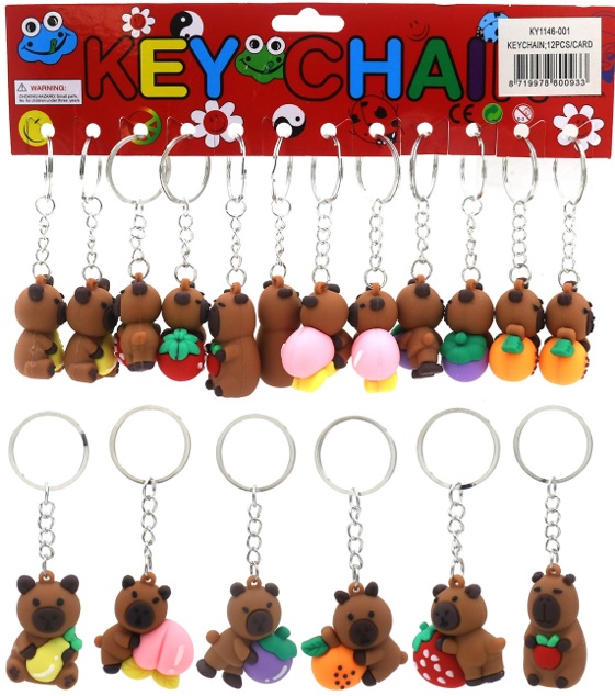 H-C1.1 KY1146-001 Capybara Keychains - 12pcs