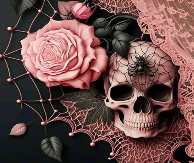 L-D6.2  DP2545008 Diamond Painting -Canvas 30x20cm - Painting 25x15cm Skull