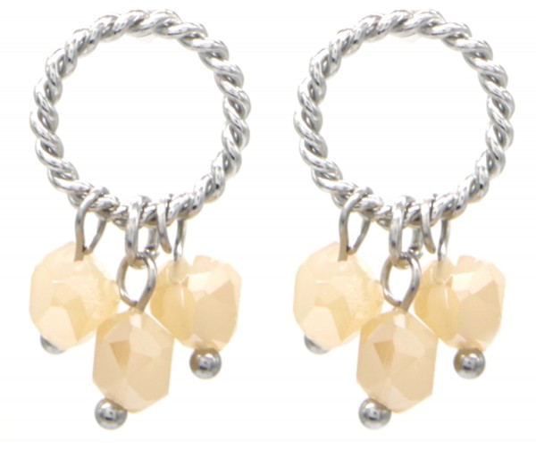 E-F6.2 E031-128S S. Steel Earrings Glass Beads 1x2cm
