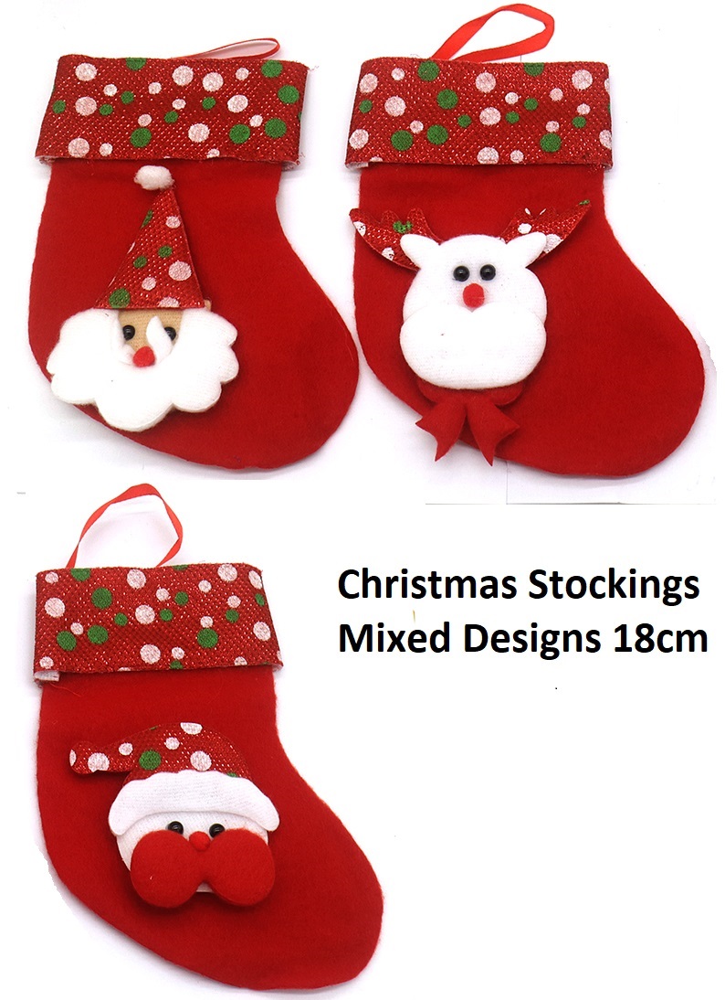 X-I2.1 CG708-004 Christmas Stocking 18cm Mixed Designs - 1pc