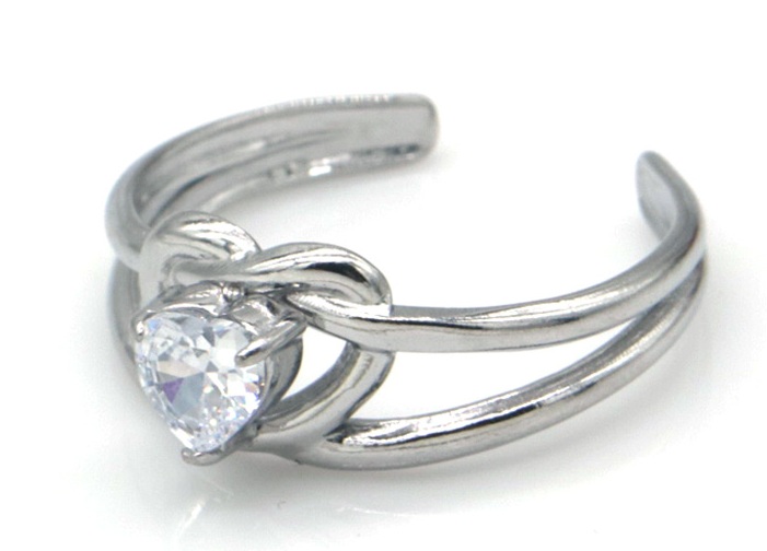 G-E5.1 R2591-061S S. Steel Ring Heart Crystal Adjustable