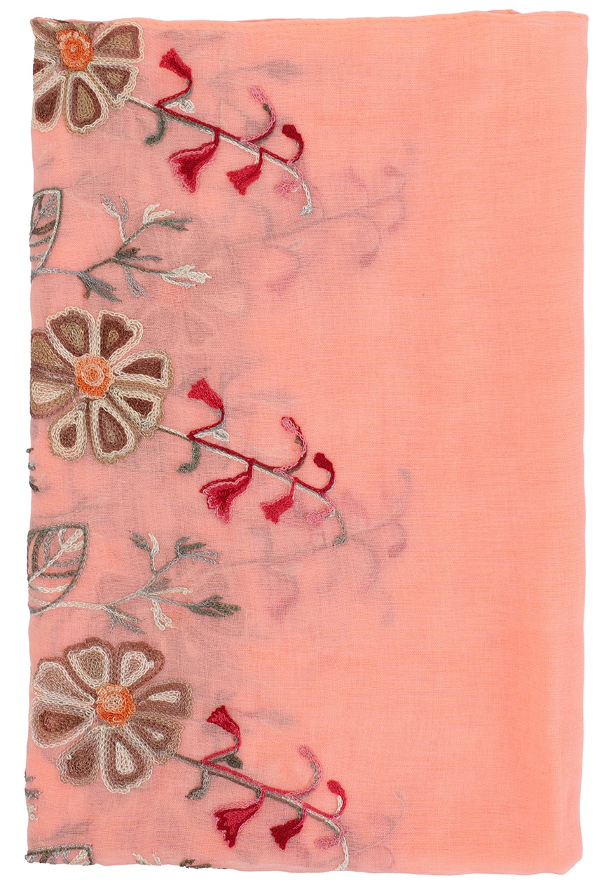 S-A4.4 SCARF1110-005-5 Summer Scarf Embroidered Flowers 180x70cm Pink