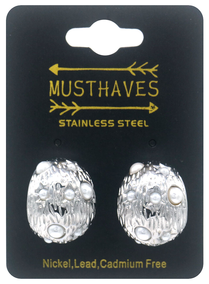 E-D18.2 E103-221S S. Steel Earrings Pearl 2cm
