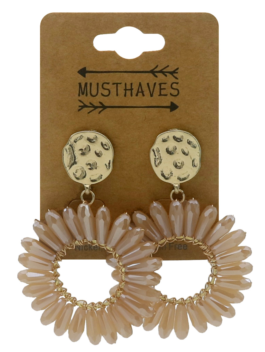 G-C5.1 E2591-140-4 Fashion Earrings Glassbeads 5.5x4cm Brown