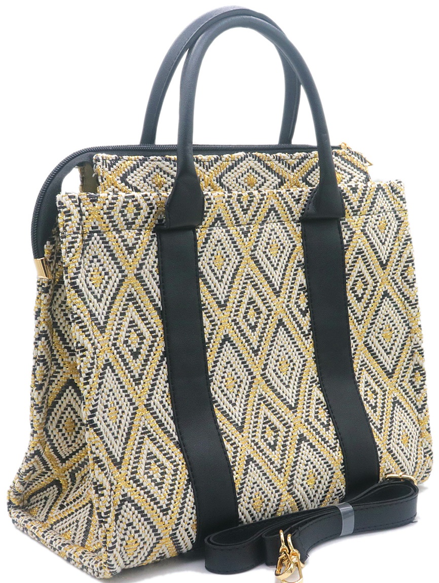 Y-D5.3 BAG1021-002-1 PU Shopper Bag Glitters 33x24.5x16cm Black
