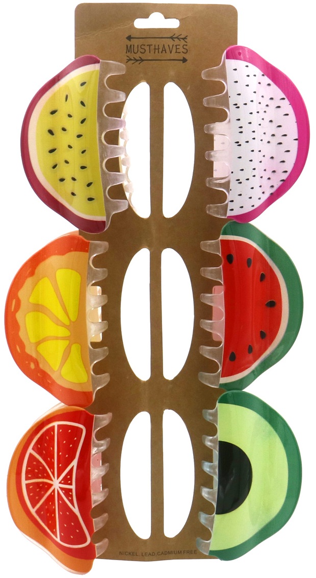 R-M8.1 H1127-001 Hair Claw 8cm Fruit - 6pcs