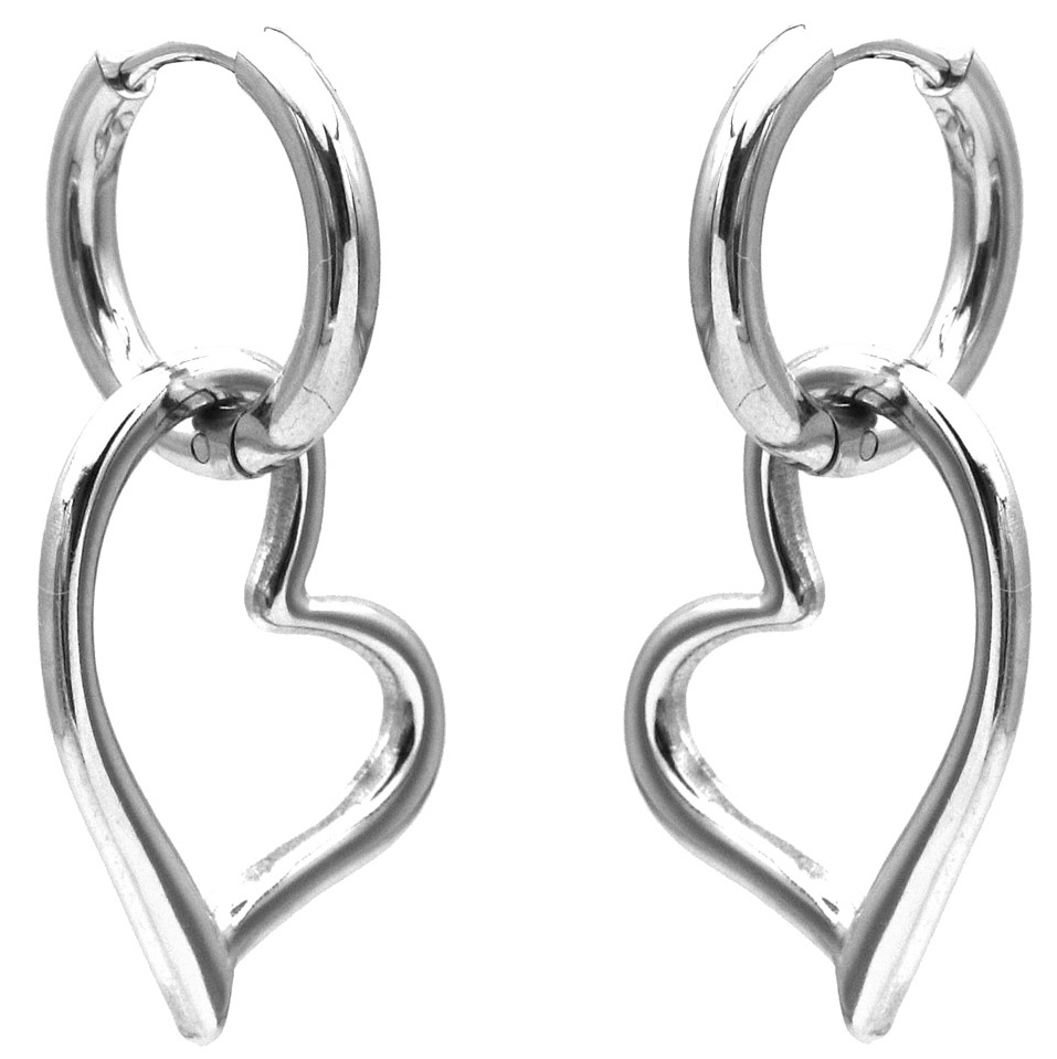 A-E4.5 E2612-245S S. Steel Earrings Heart 3.5x1.2cm