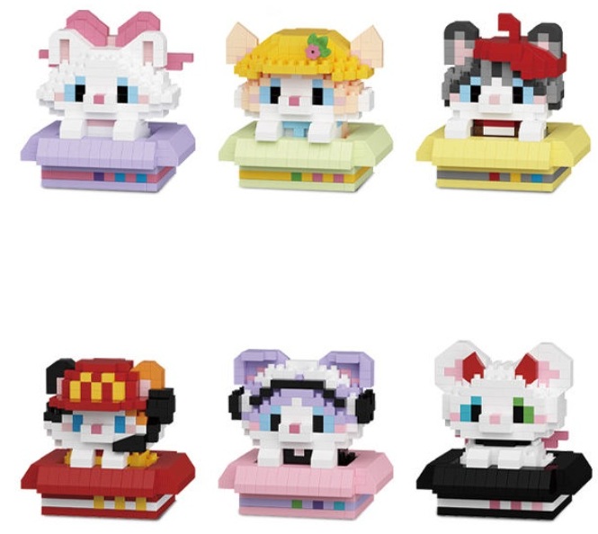 K-F7.1  S26 Building Block Set Cats - 6pcs in display