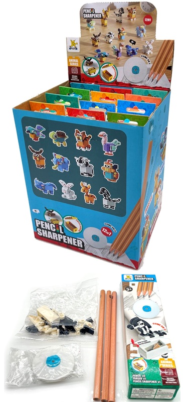 T-B7.2 TOY1147-002 Building Blocks Pencils with Sharpener - 12pcs