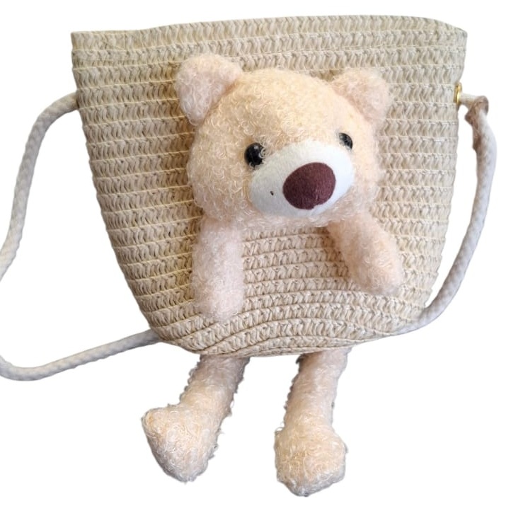 T-M7.2 BAG1120-003 Woven Kids Bag Bear 12.5x14.5x5.5cm Light Brown