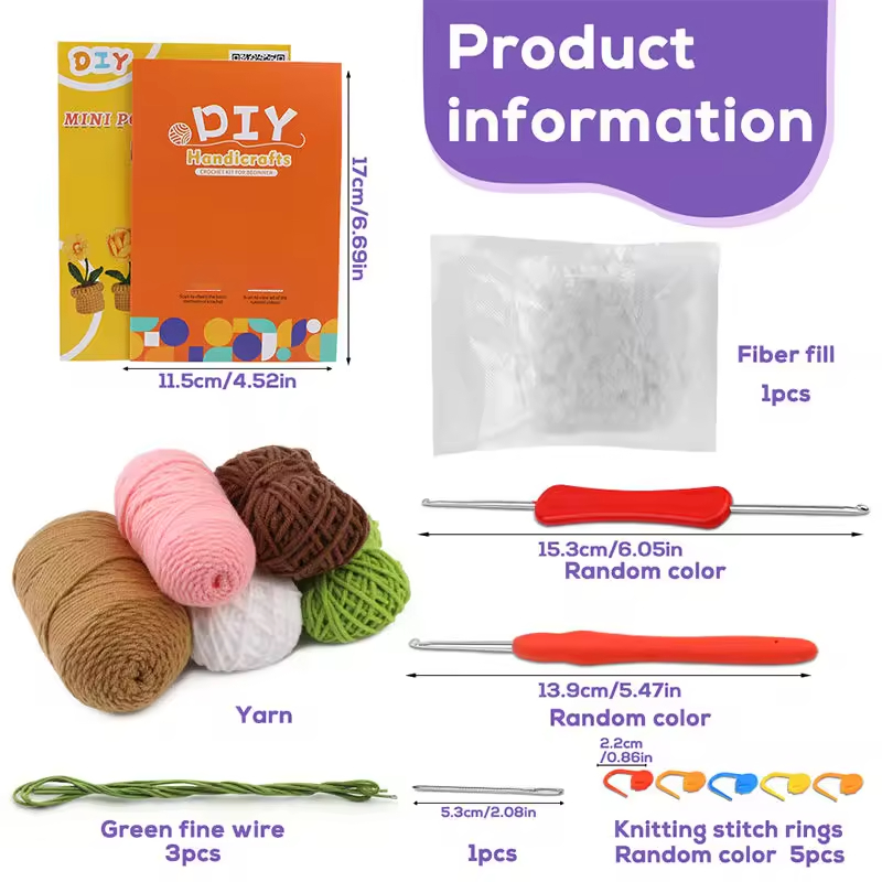 L-F7.1  DIY2604-073 DIY Crochet Kit - 6pcs Flowers