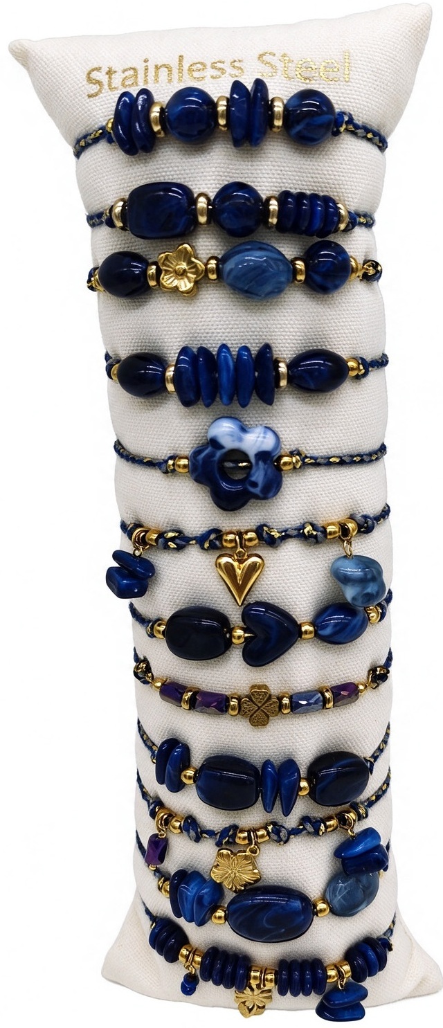 X-C1.1  B1144-066-5 S. Steel Bracelet Set - 12pcs Blue