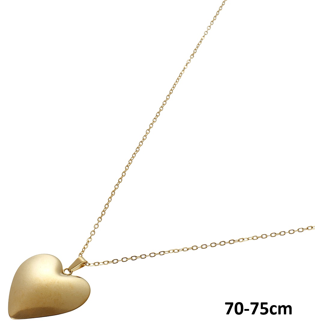 J-D4.1 N2618-040G S. Steel Necklace Heart 70-75cm Long