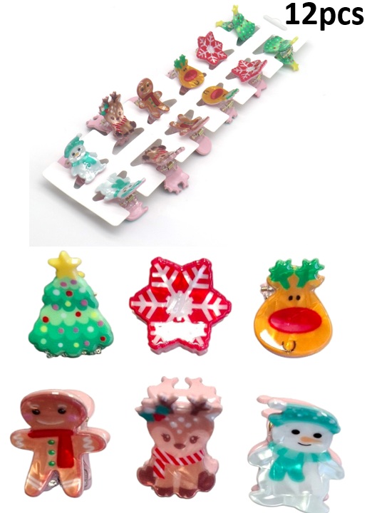 R-O3.2 H1038-016 Hair Claw Set Christmas 12pcs