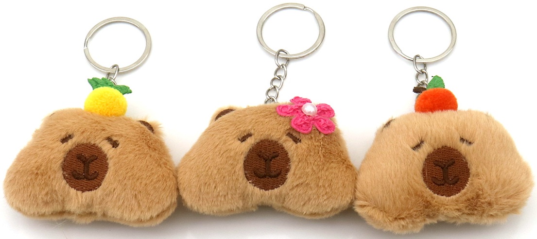 H-F1.2 KY1146-011 Keychain Plush Capybara 6.5cm - Mixed Designs - 1pc