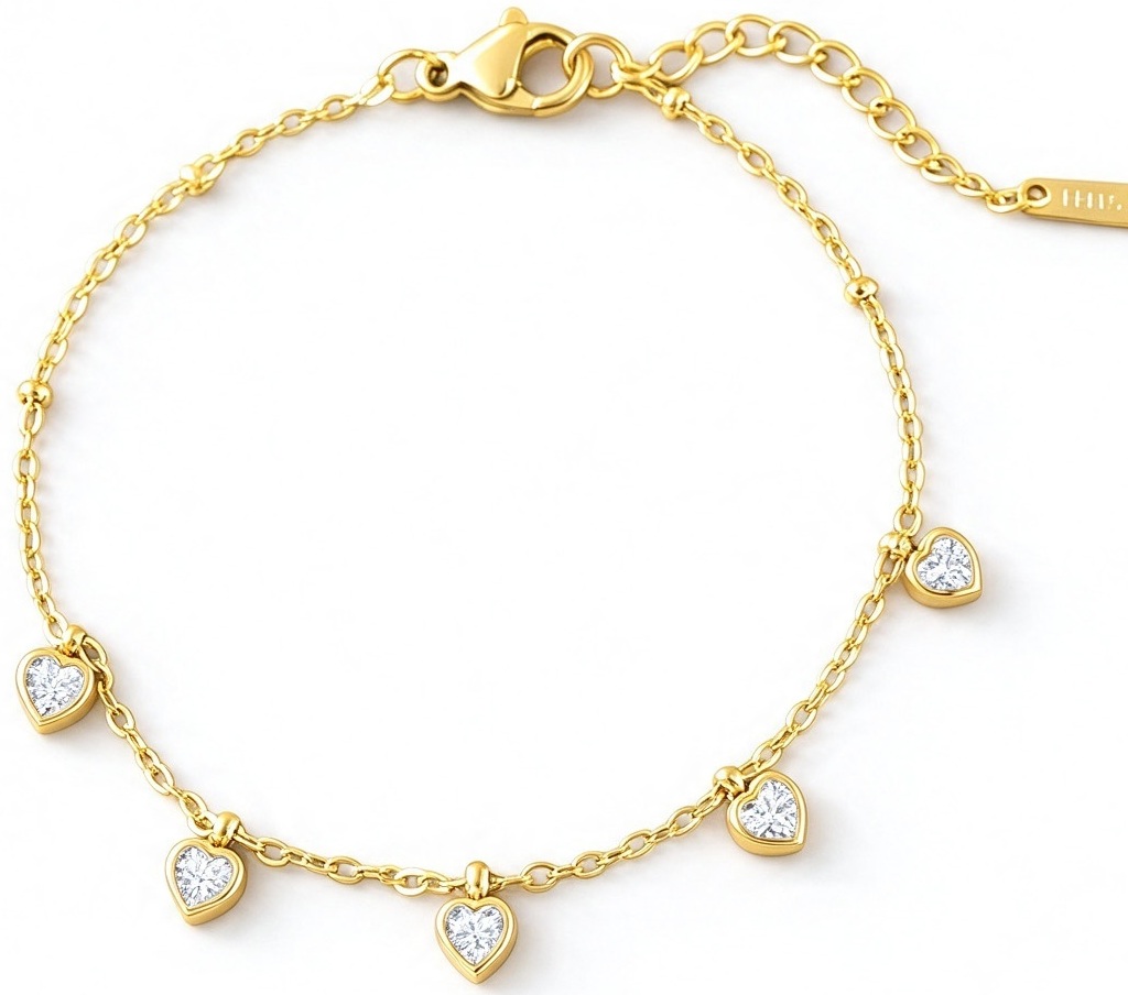 A-B19.2 B2616-015G S. Steel Bracelet Hearts 16-21cm