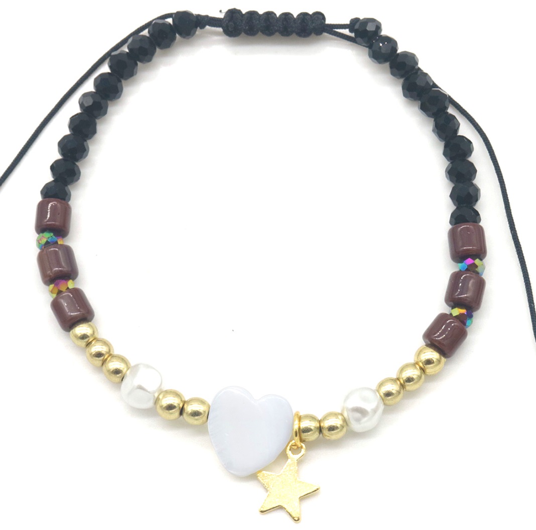 E-A22.3 ANK830-085-2 Anklet Heart Black