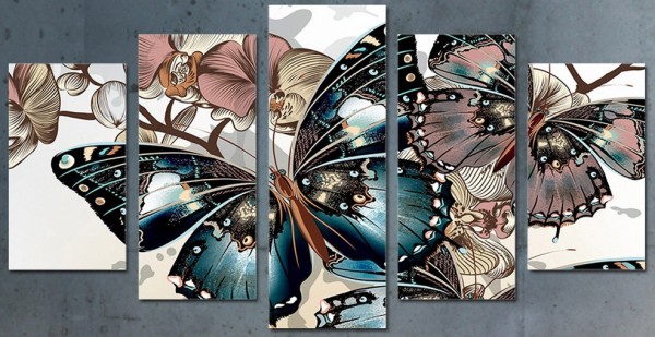 Y-E1.5 FF409 Diamond Painting 5 Frames Butterflies 150x90cm