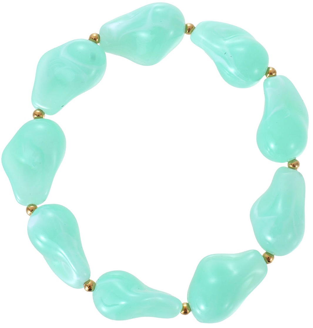 C-B19.4 BN1144-023-2 Steel BraceletAcrylic Beads Elastic Green