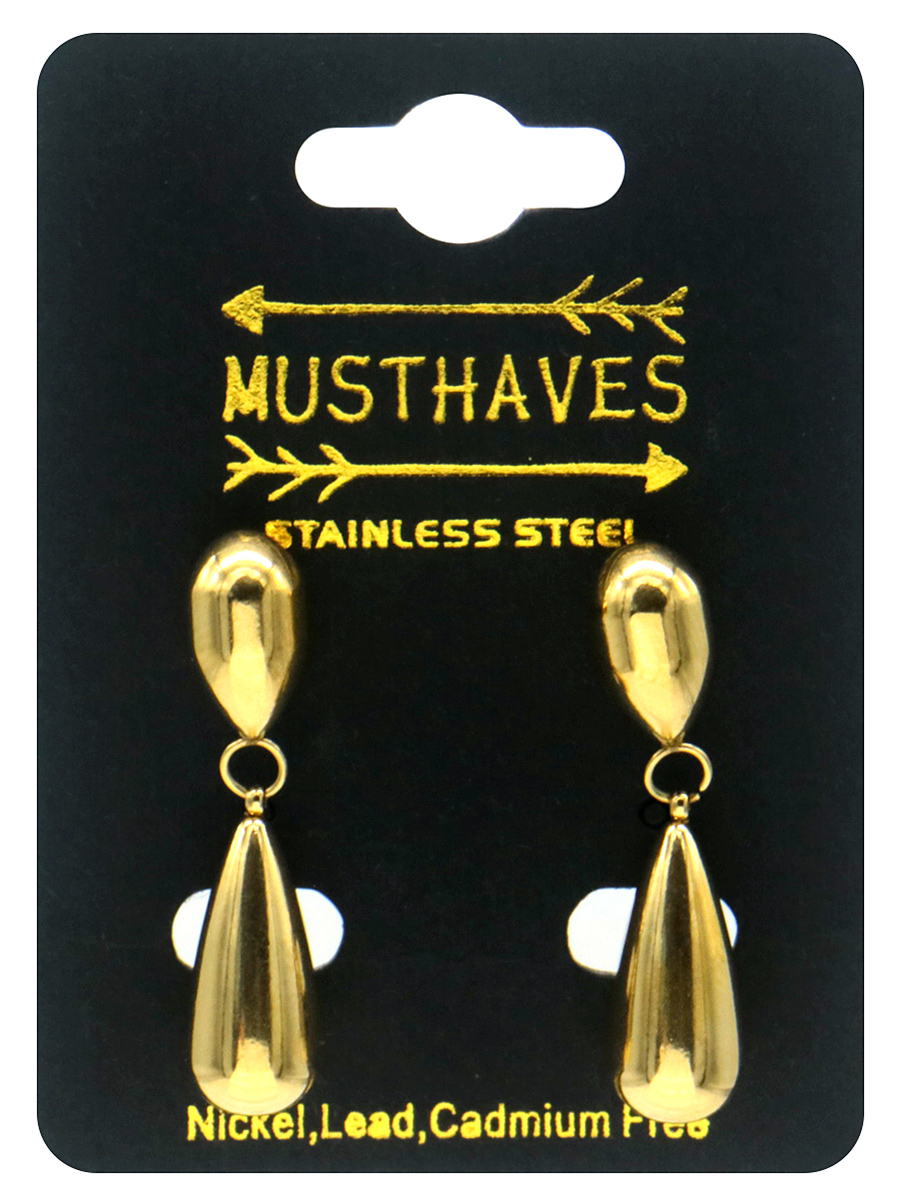 A-E19.5  E2583-009G S. Steel Earrings Drops 3.5cm