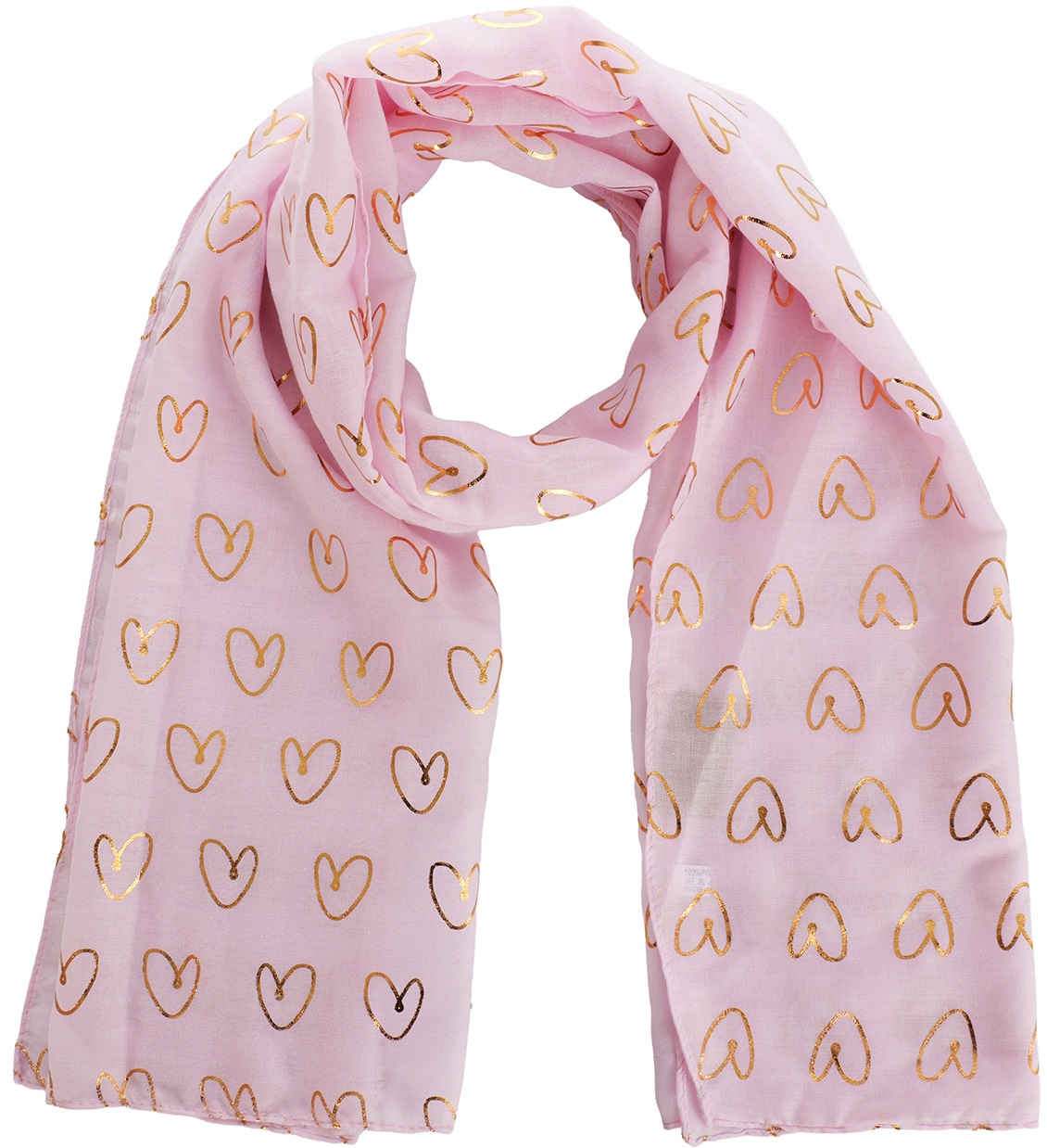 X-L7.1  SCARF1110-001-5 Summer Scarf Hearts 180x70cm Pink