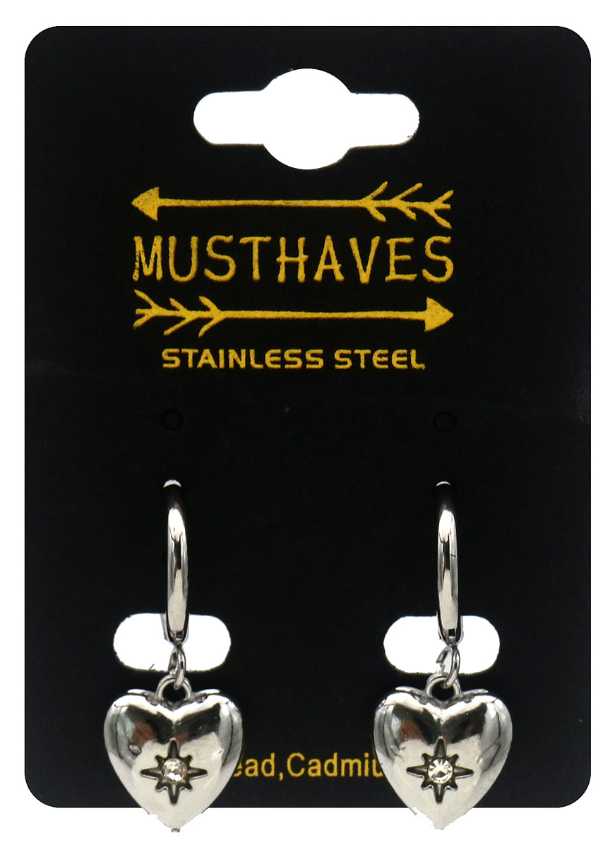 D-A17.5 E2612-206S S. Steel Earrings Heart 3x1.2cm