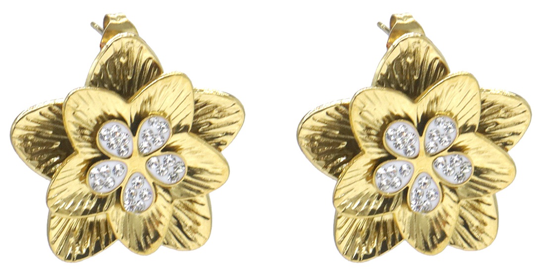 A-F18.2 E2583-018G S. Steel Earrings Flower 2.5cm