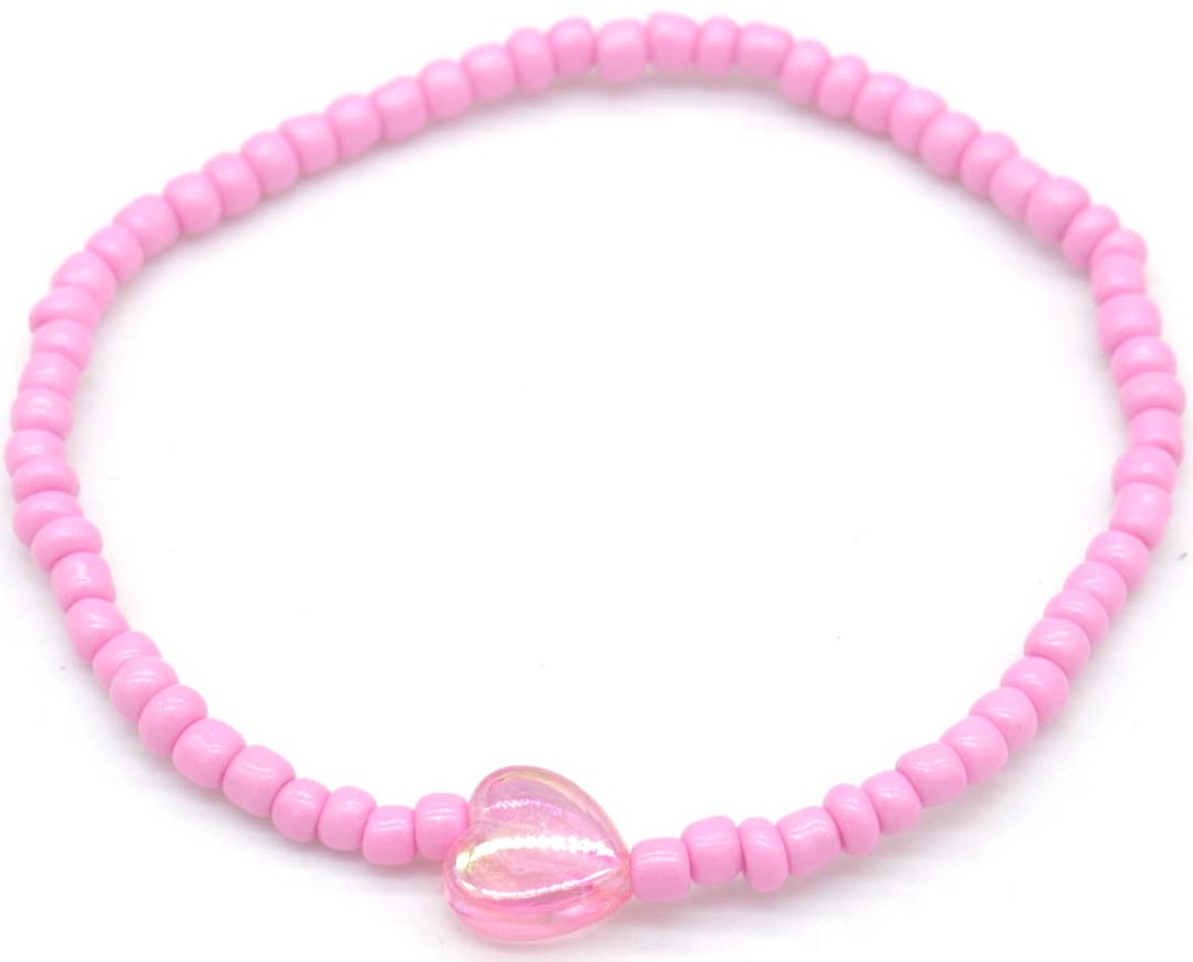 C-E21.1  ANK2375-004-9 Anklet Heart Pink For Kids