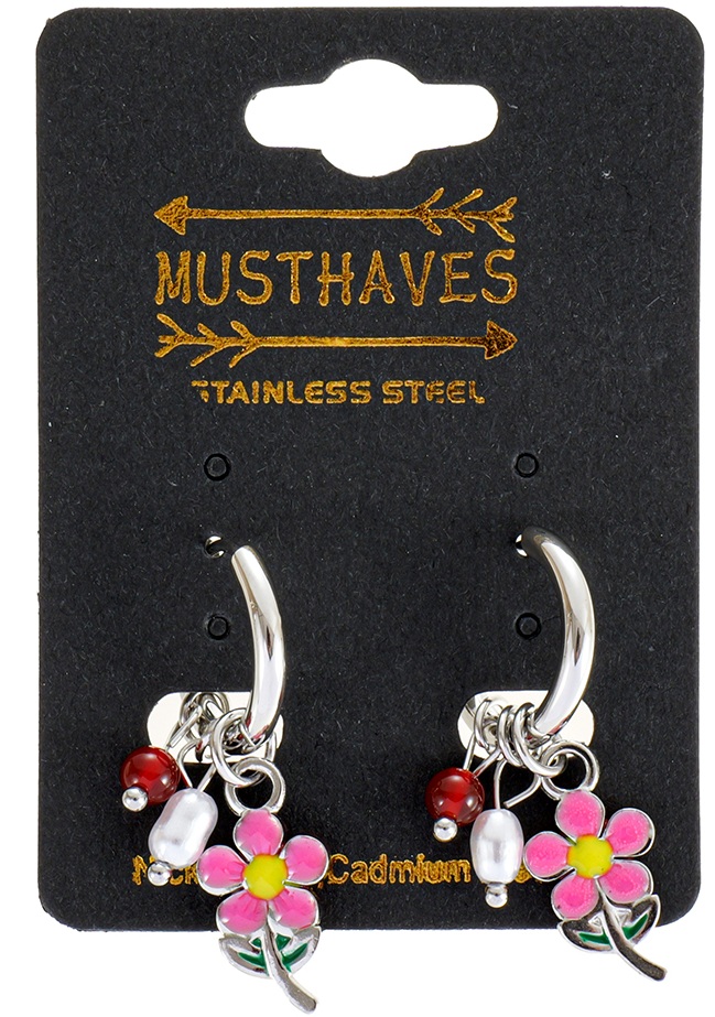 C-B6.2 E2612-064S S. Steel Earrings Flower 3.5cm