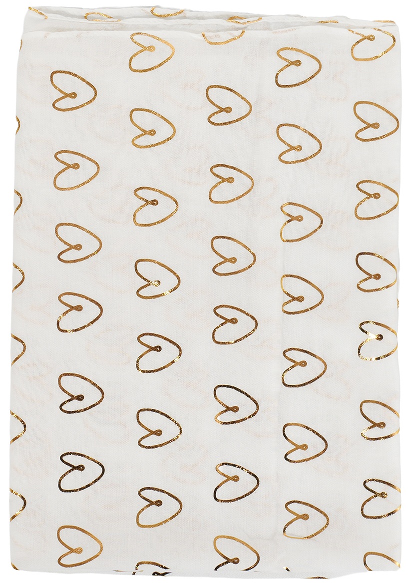 X-L3.2 SCARF1110-001-4 Summer Scarf Hearts 180x70cm White