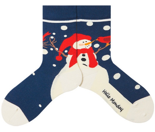 S-J2.3 SOCK2438-115  Pair of Socks Size 38-45 Snowman