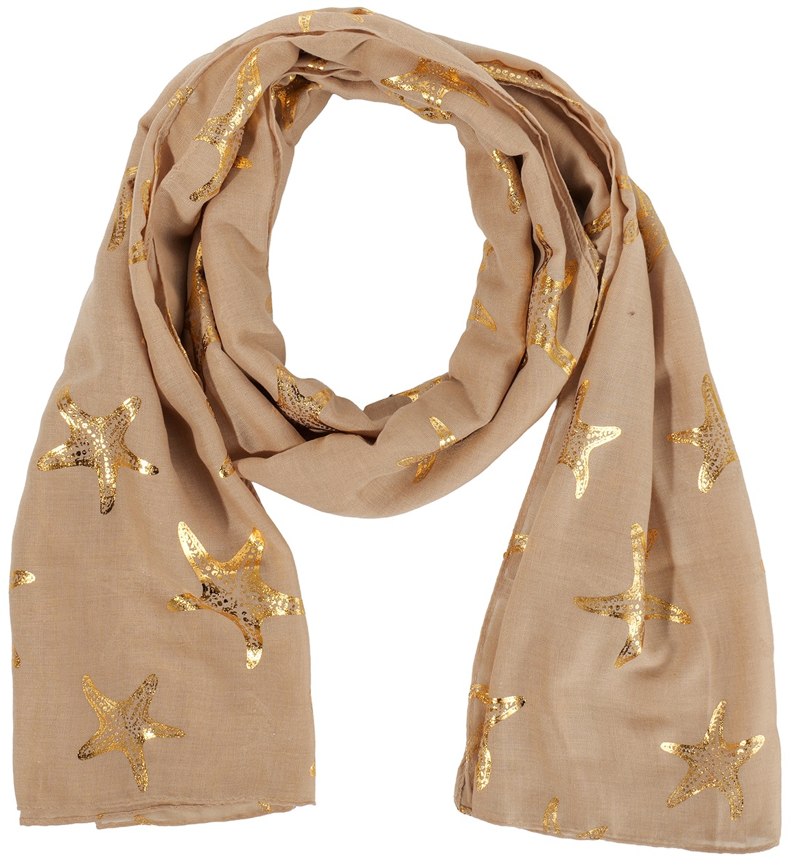 X-K2.2 SCARF1110-003-2 Summer Scarf Starfish 180x70cm Brown