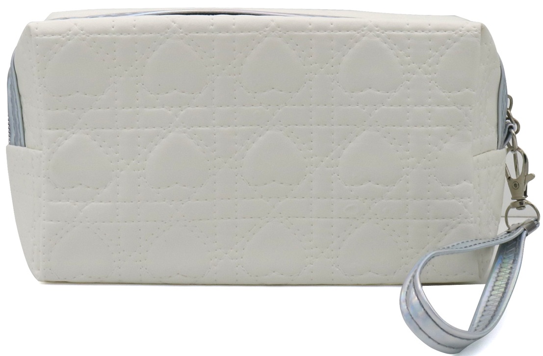 Q-A6.2 BAG1116-002-1 Make Up Bag Hearts 17.5x10x6cm White