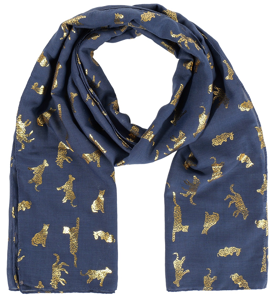 X-N7.1 SCARF1110-004-3 Summer Scarf Leopard 180x70cm Blue