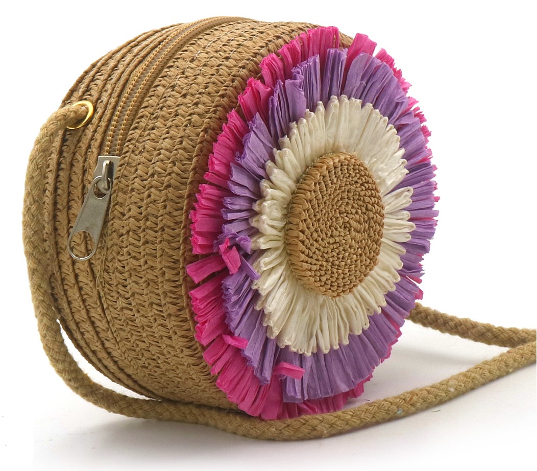 R-P6.2 BAG1120-005-3 Woven Bag Fod Kids Flower 12.5x7cm Brown