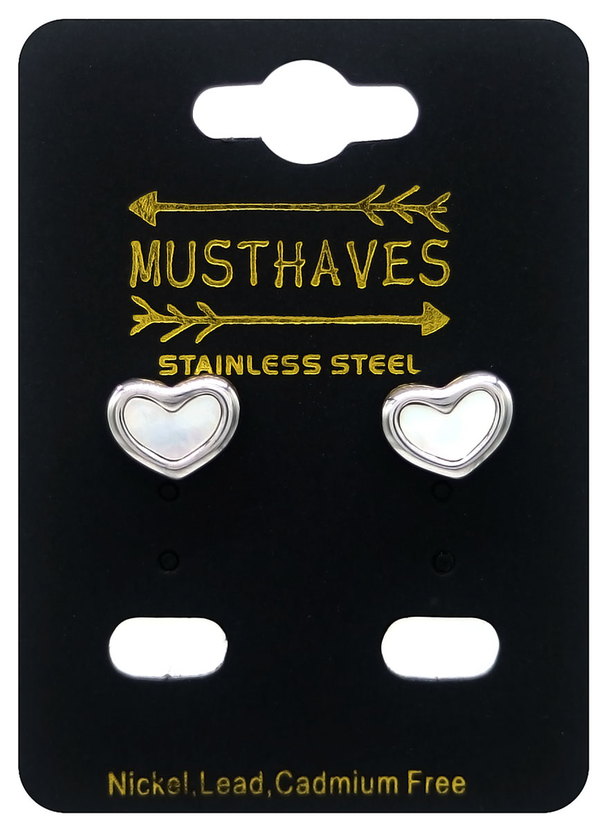 G-B7.3 E103-015S S. Steel Studs 1cm  Heart MOP