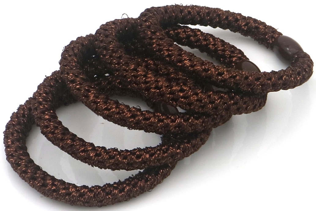 G-A22.1 H2253-004-017-9 Hair Elastics 5pcs Glitter Brown