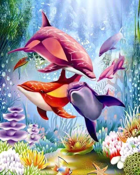 H-C13.1 GQ433 Diamond Painting Set Orcas 30x20cm