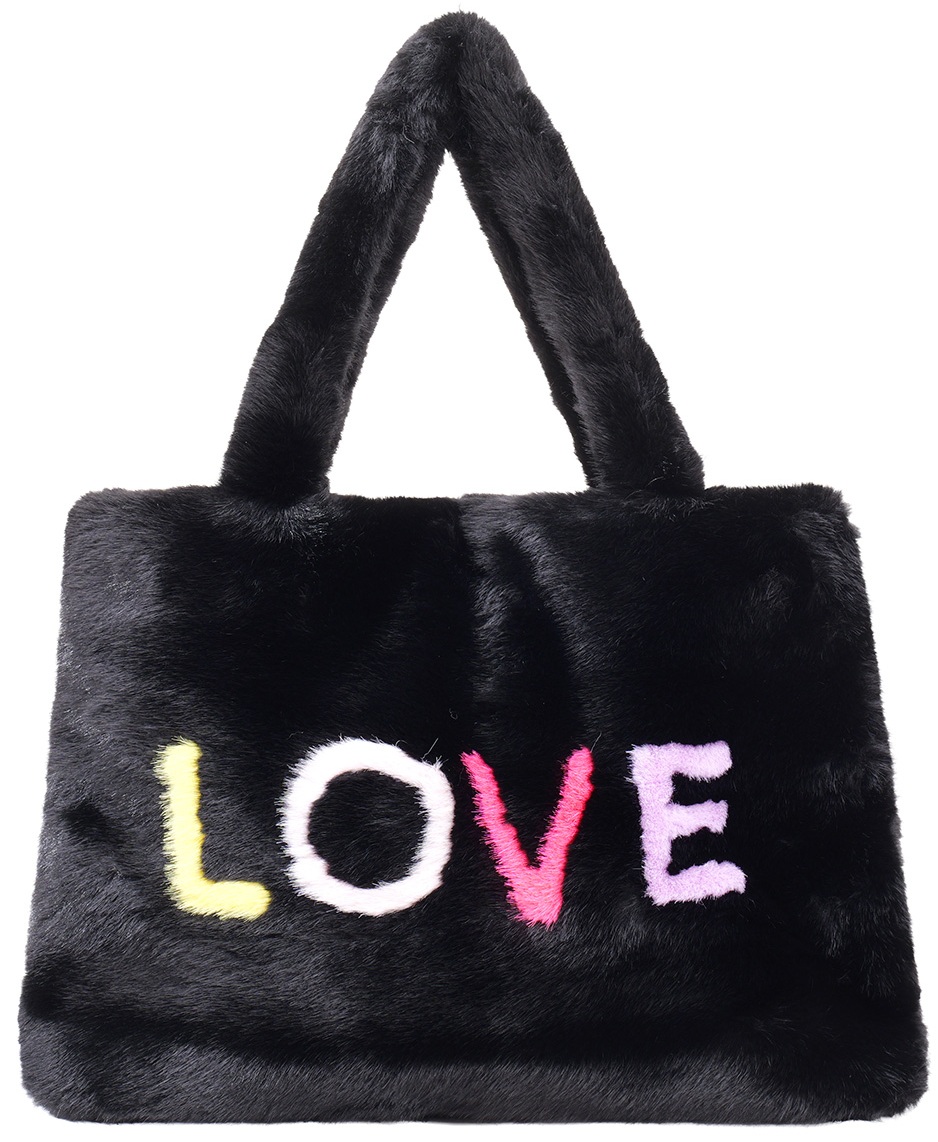 Z-F5.5 BAG1013-002-3 Fluffy Shopper Bag LOVE 45x33cm Black
