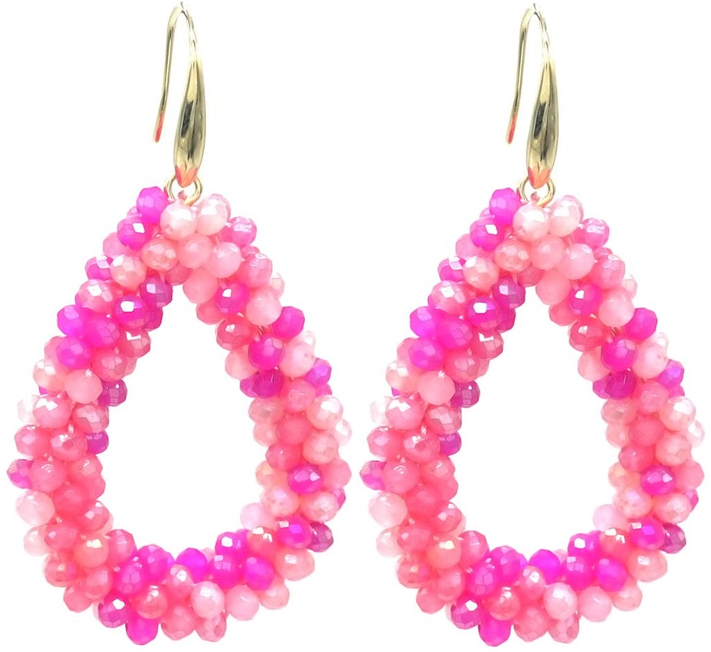 A-E9.3 E007-001-41 Faceted Glass Beads 4.5x3.5cm Pink