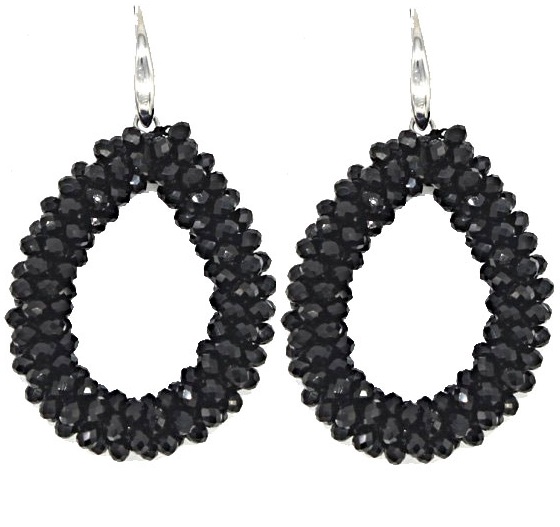 A-F10.1 E007-001 Earrings Faceted Glass Beads 4.5x3.5cm Black A-F10.1 E007-001 Earrings Faceted Glass Beads 4.5x3.5cm Black
