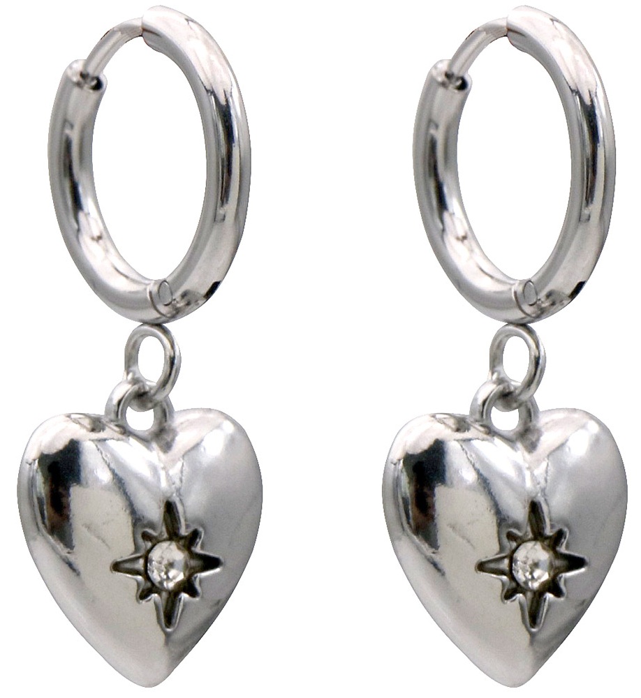D-A17.5 E2612-206S S. Steel Earrings Heart 3x1.2cm