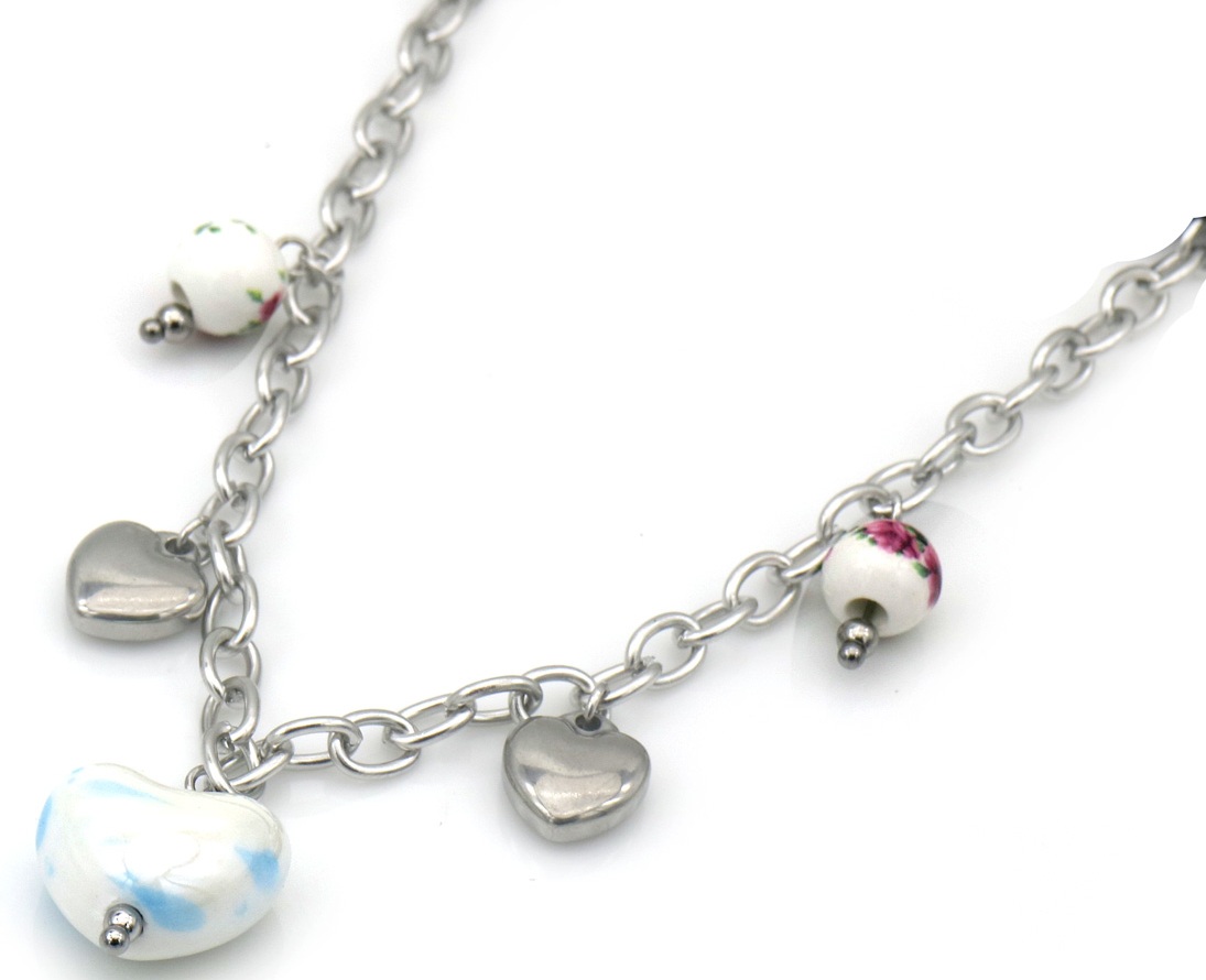 F-B9.2 N25106-066S S. Steel Necklace Hearts 40-45cm