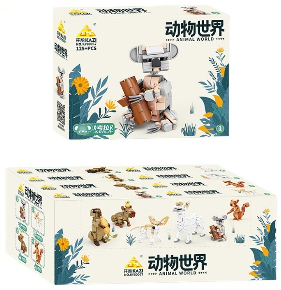 Q-M7.2 TOY2581-024 Building Blocks Animal World in Display - 8pcs