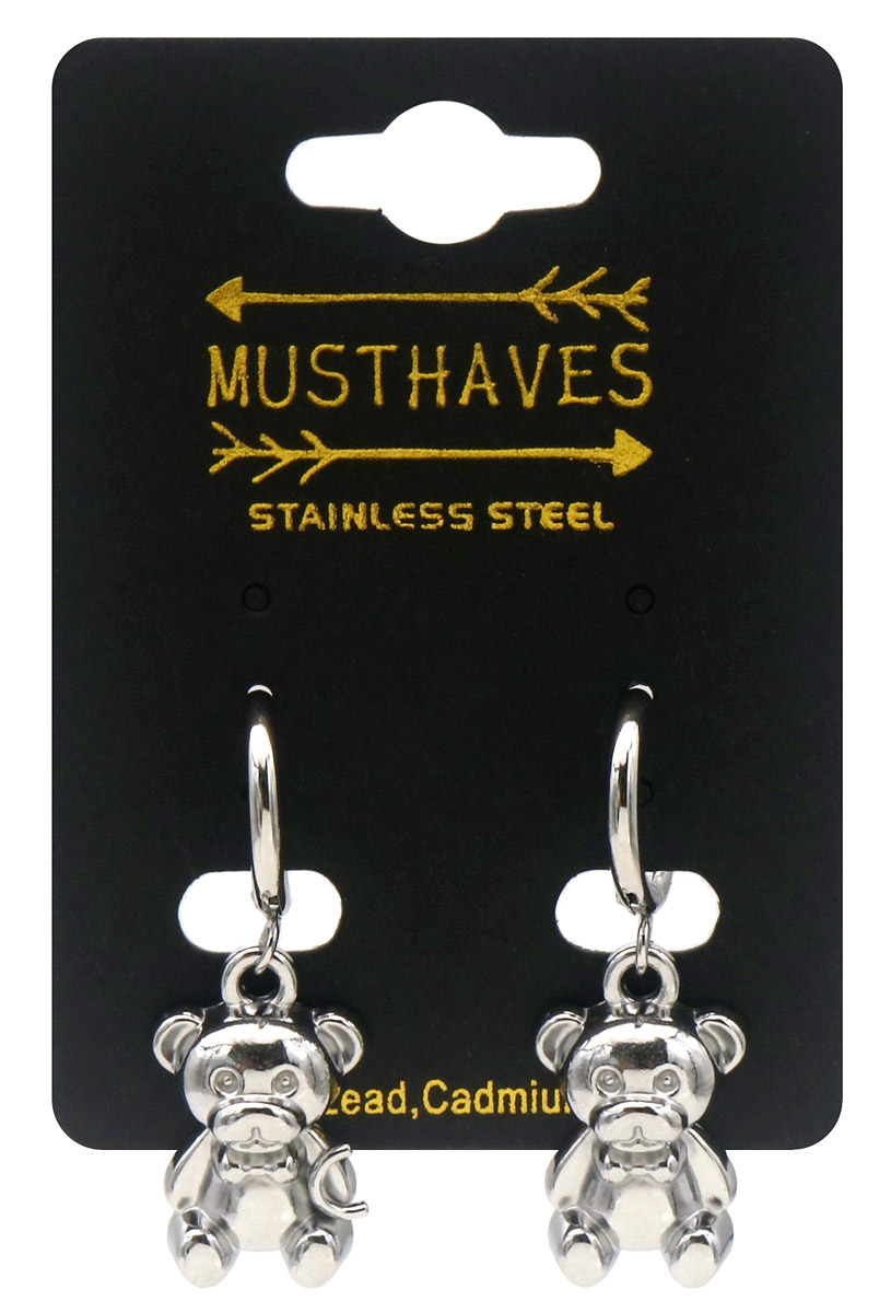 D-A19.3 E2612-154S S. Steel Earrings Bear 3.5x1.2cm