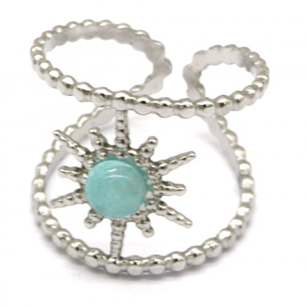 G-A18.3 R221-239S S. Steel Ring Adjustable Aventurine