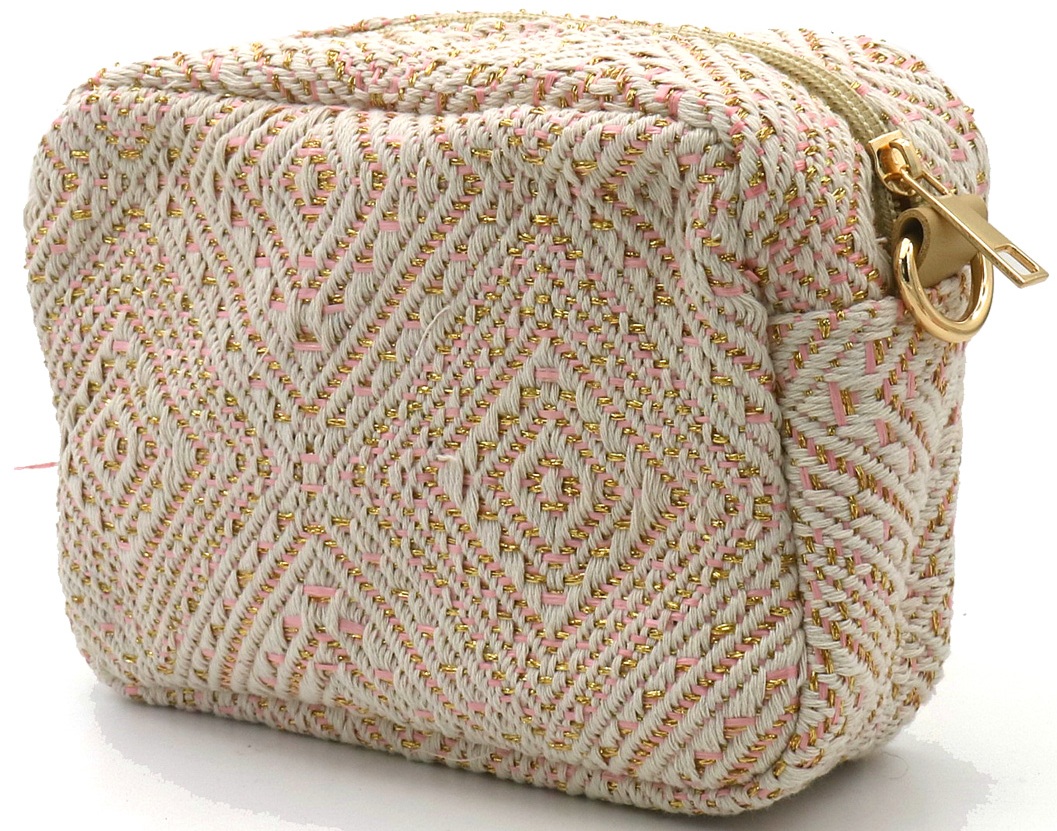 R-J3.1 BAG1119-003-2 Fabric Bag Glitter 18x12.5x7cm Pink