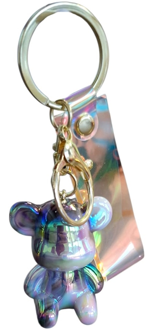 E-C24.1 KY1146-014-4 Keychain Shiny Bear - 4.5cm - Grey